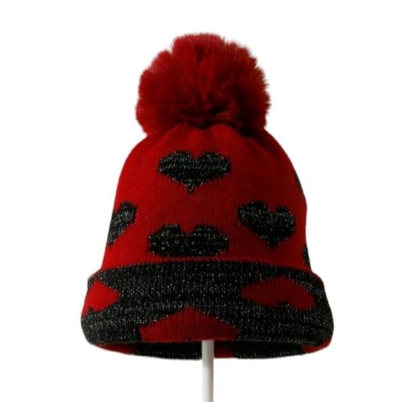 Heart Pom Pom Beanie - Picture 1 of 4